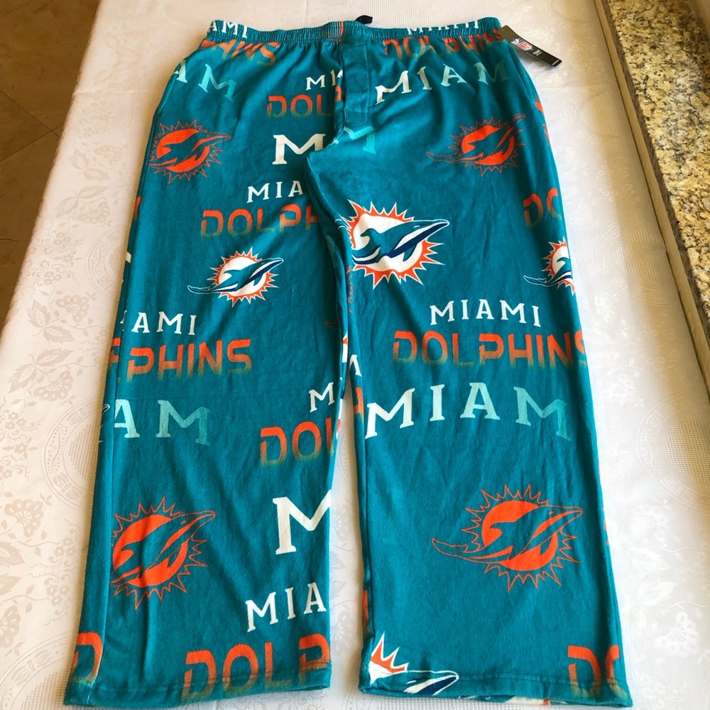 NFL Miami Dolphins Print Teal Fleece Pajama Lounge Pants NWT Men’s Size XXL